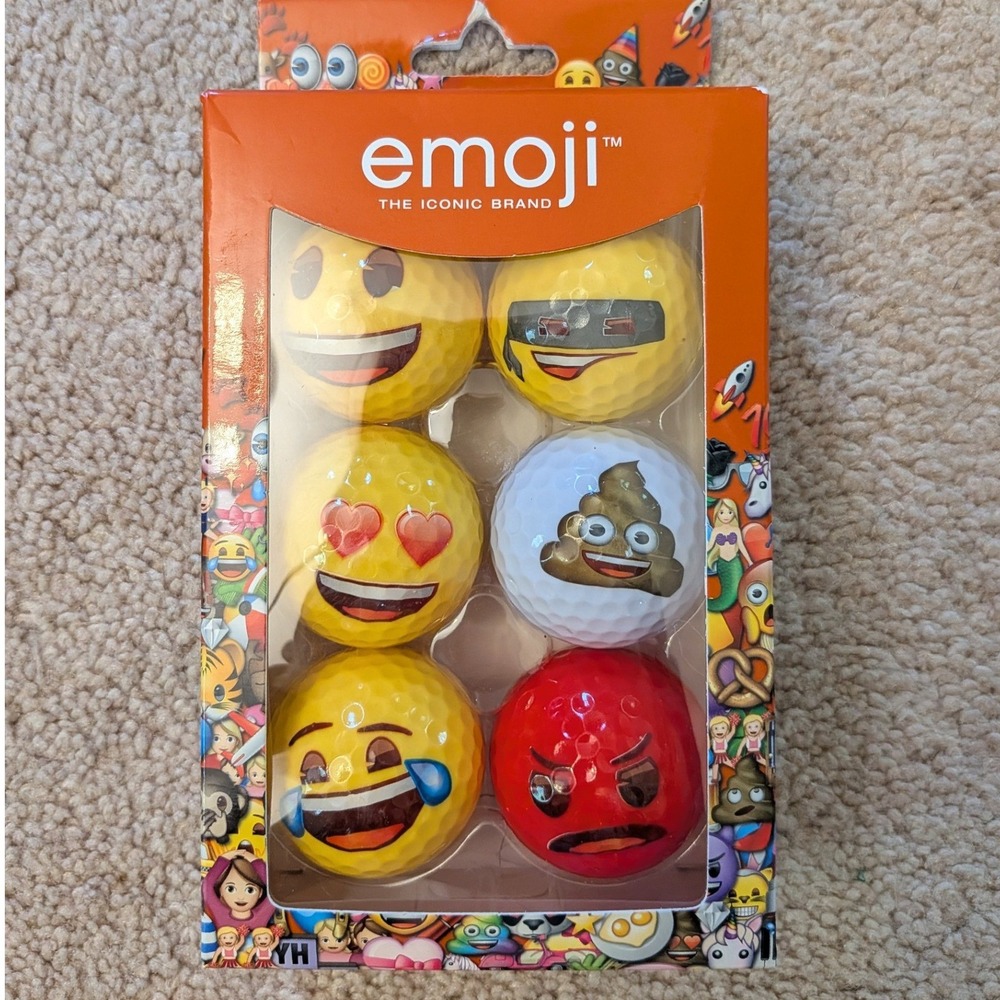 Emoji The Iconic Brand Golf Ball‎ Set 6-Pack Novelty Fun Gift